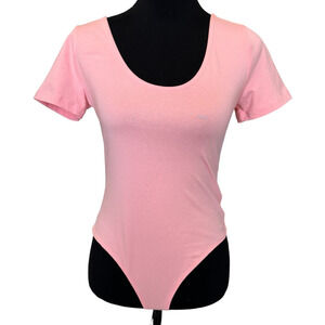 New ABOUND  Nordstrom ~ Pink Organic Cotton Scoop Neck Bodysuit Size S